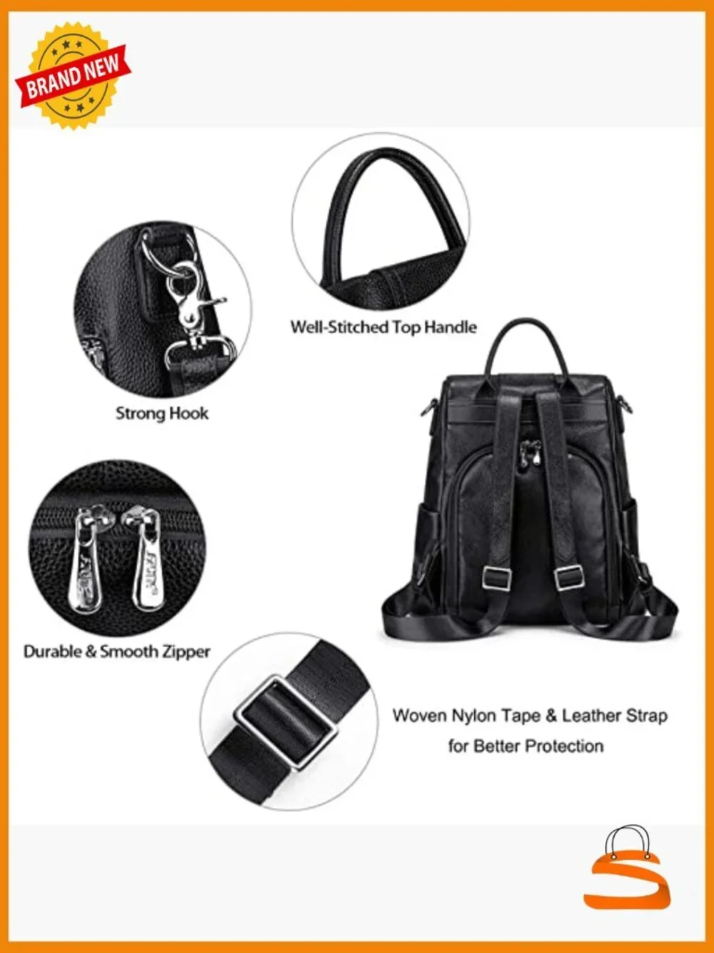 Leather Backpack Purse Women Anti-Theft Rucksack Satchel Shoulder Bag